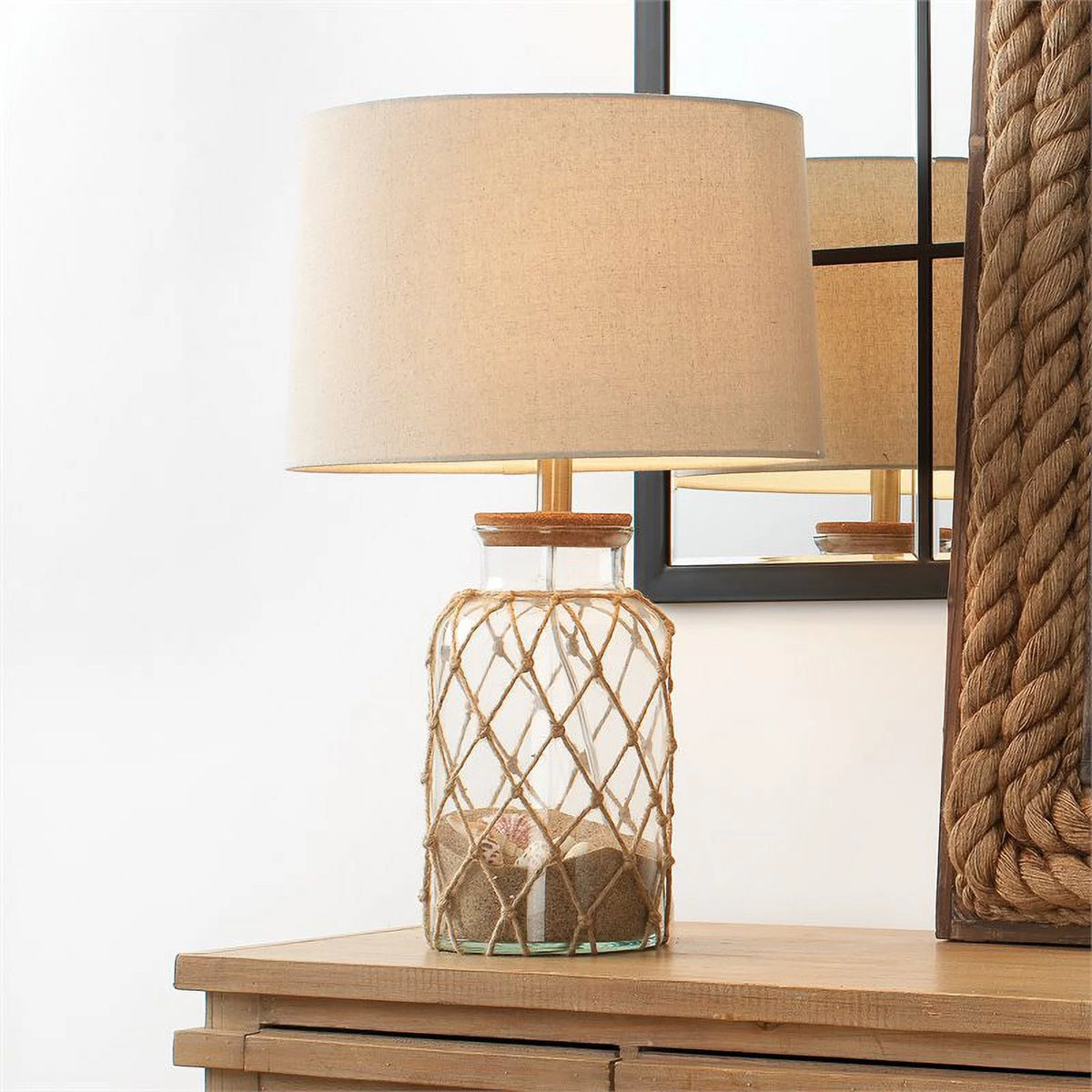 Rope and Glass Table Lamp J2131