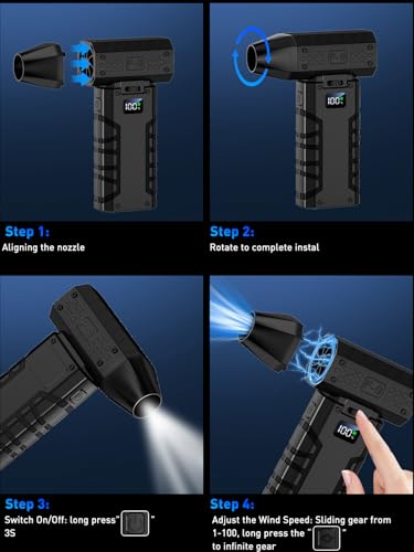 Cordless Electric Air Duster 130000RPM with LED Light V3746