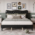 Queen Bed Frame with Adjustable Headboard Black R5476