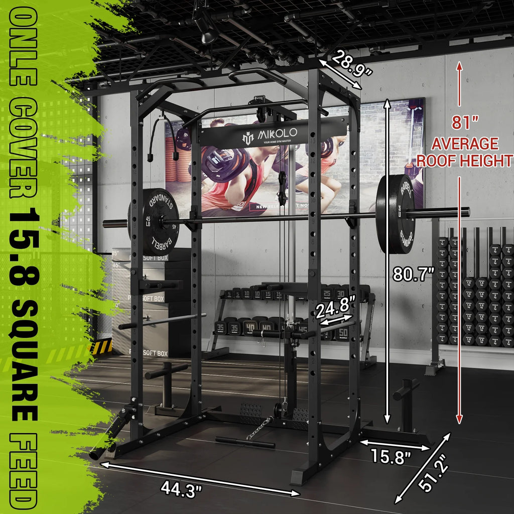 1200LBS Capacity Power Rack with LAT Pulldown System N9474