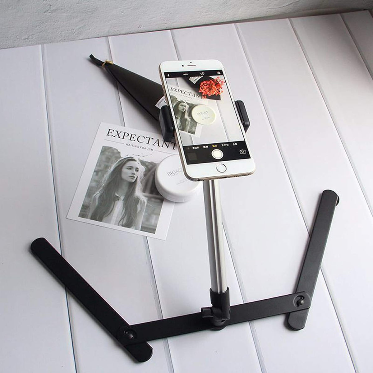 Pack of 2 Adjustable Overhead Phone Tripod Stand with Cellphone Holder I364740