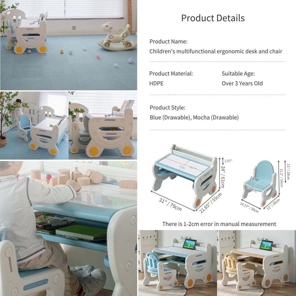 Kids Table and Chair Set with Storage R604