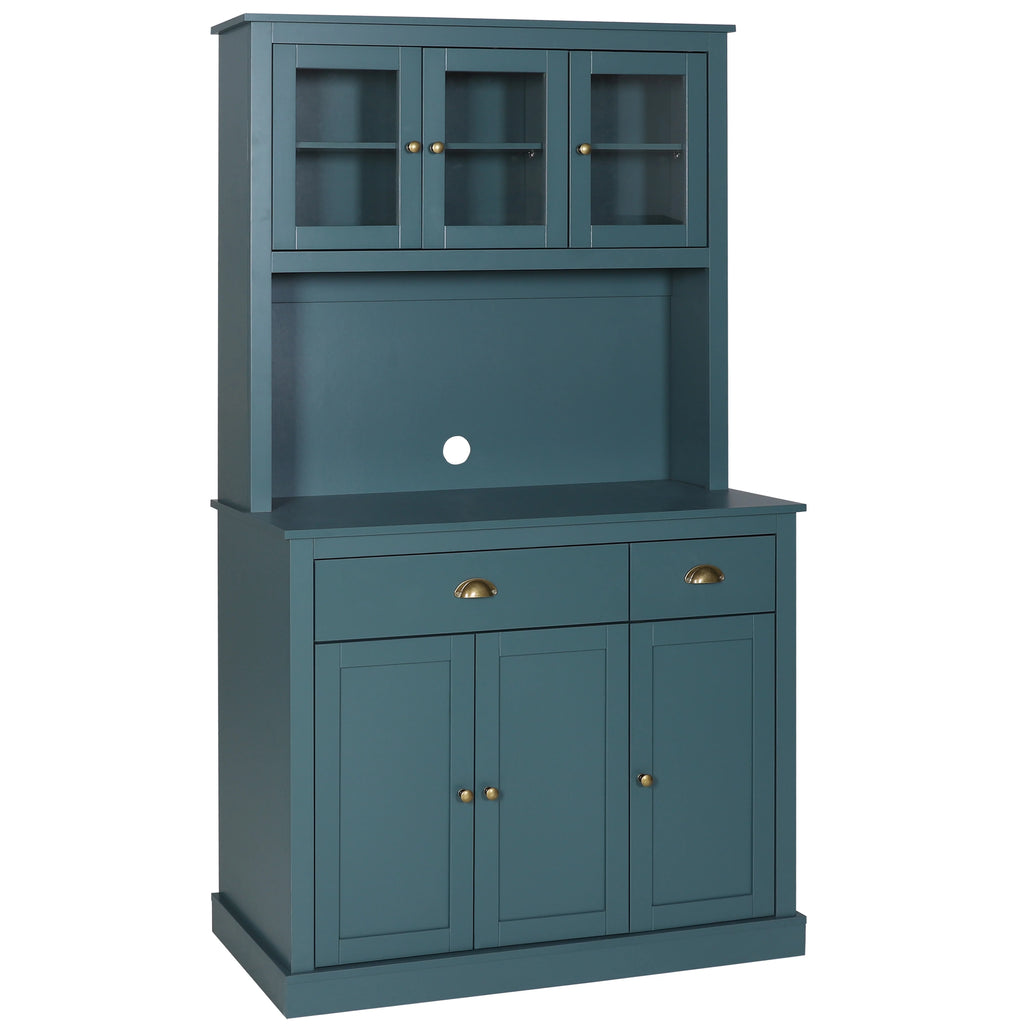 71'' Blue Pantry Cabinet with Glass Doors X55488