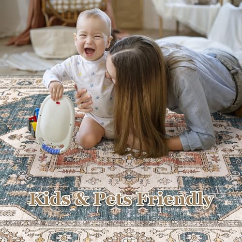 10x14 Washable Vintage Area Rug E795