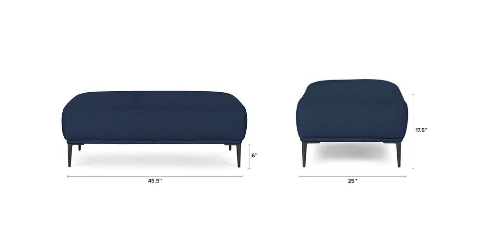 Blue Fabric Ottoman with Black Metal Legs J614714