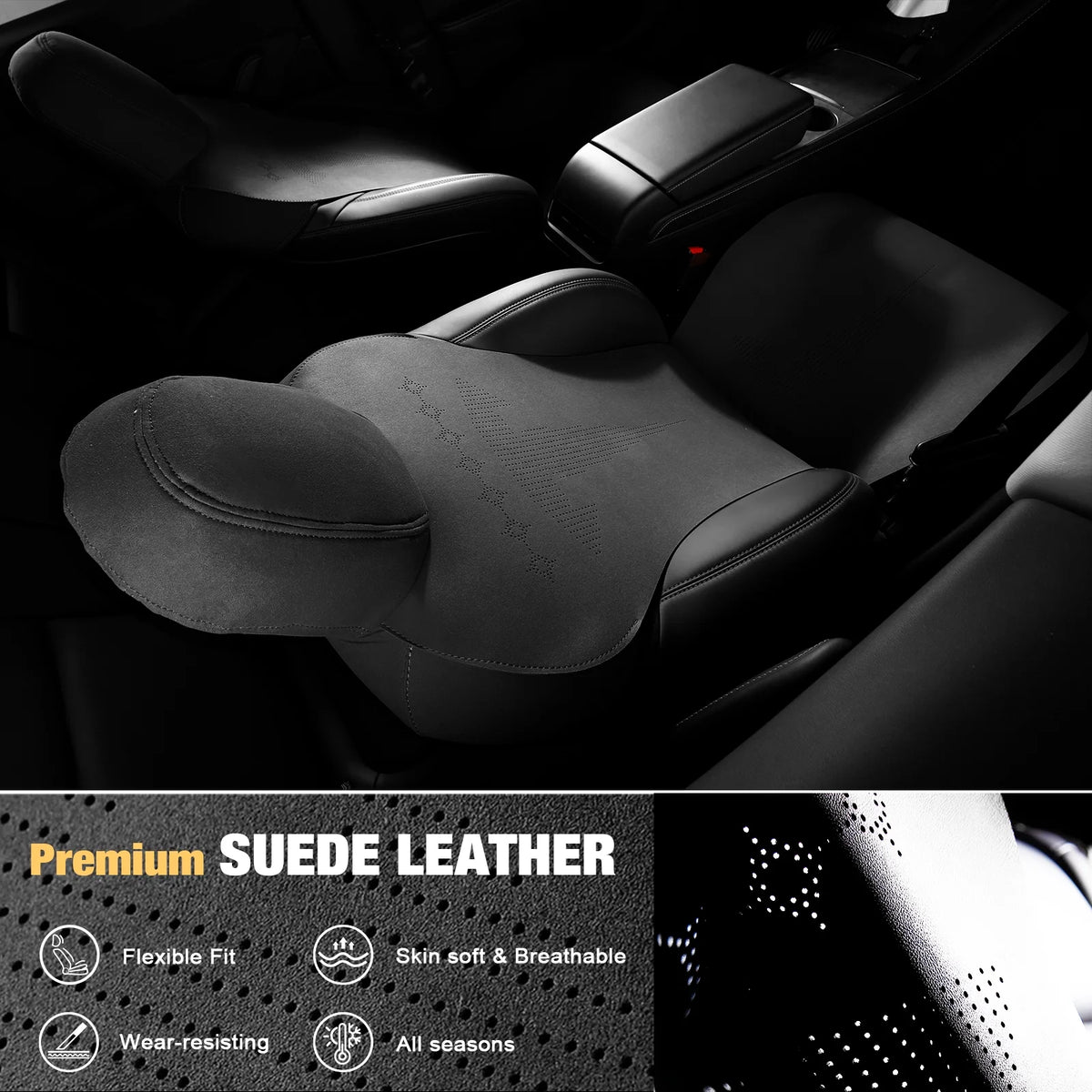 Black Suede Leather Seat Cover Cushion Protectors L810797