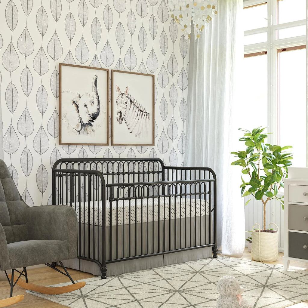 Gray Convertible Metal Crib L97757