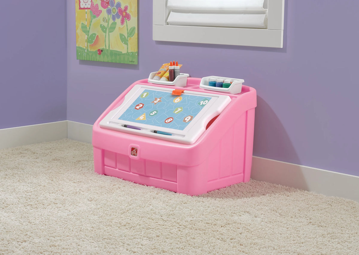 Pink 2-in-1 Plastic Toy Storage Box G5751