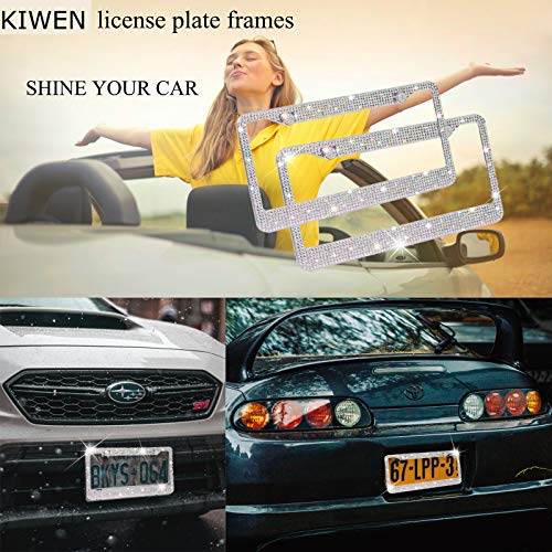 2 Pack Rhinestone Stainless Steel License Plate Frames M698