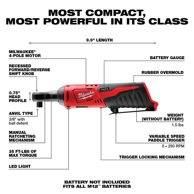 12V Cordless 3/8 in. Ratchet with 3.0 Ah Battery Pack D351476