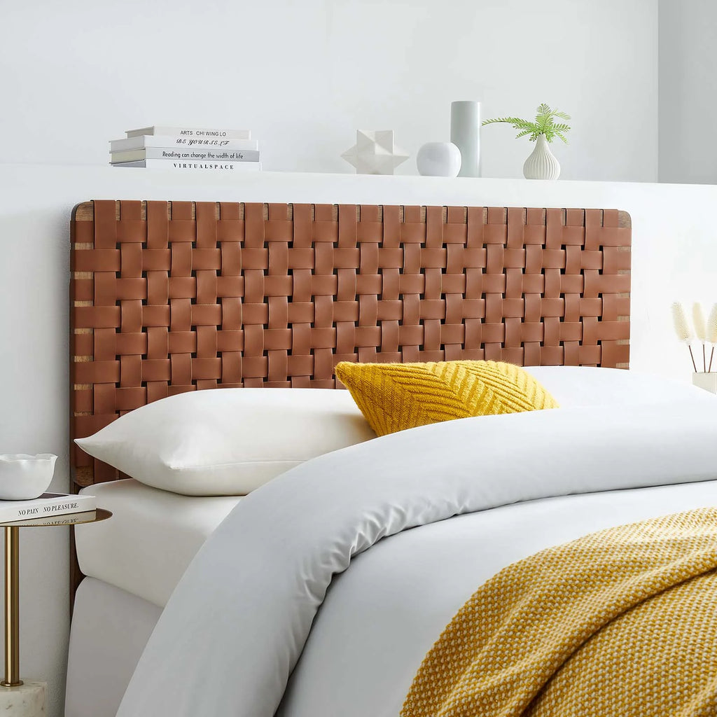 Full Vegan Leather Headboard in Walnut Brown P9710