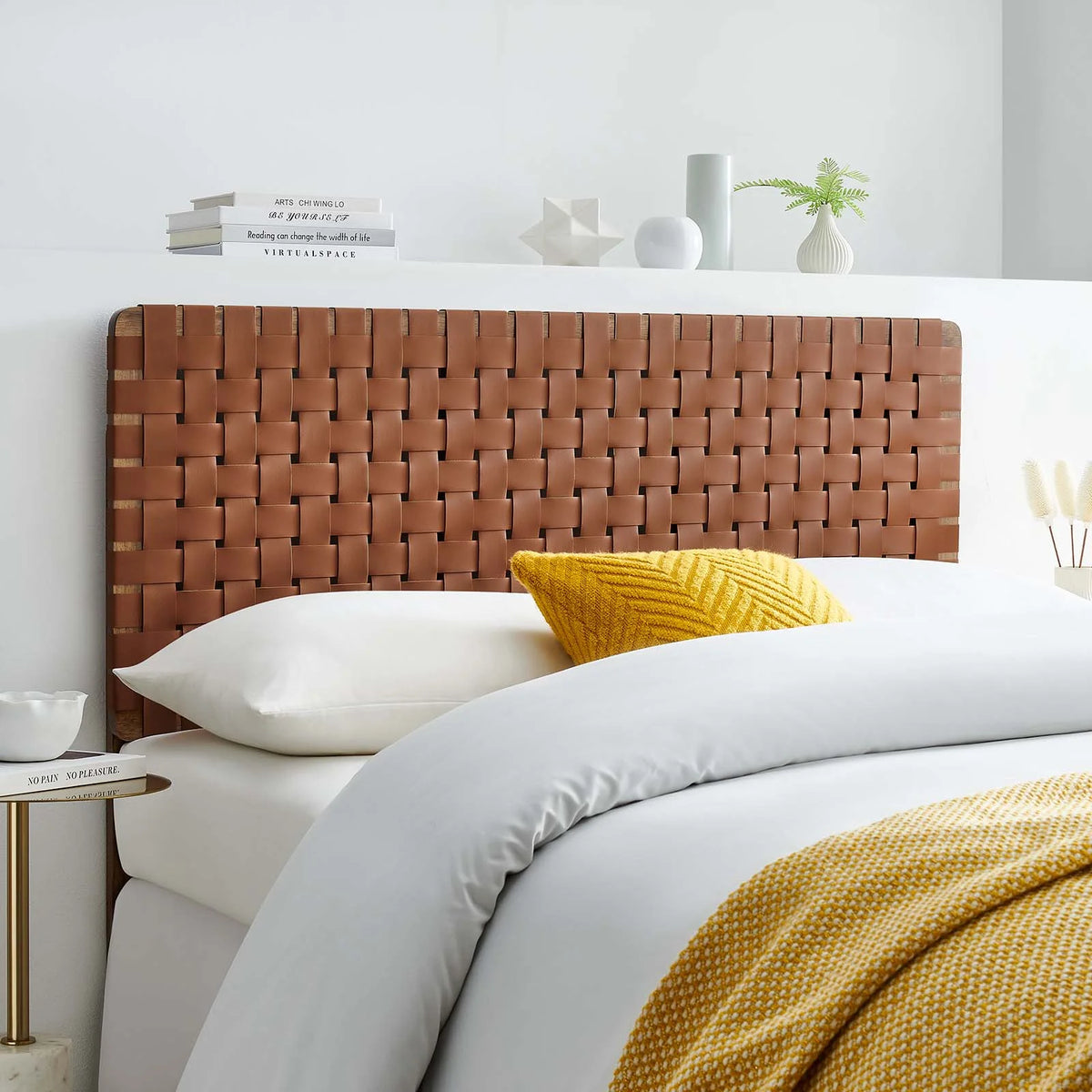 Full Vegan Leather Headboard in Walnut Brown P9710