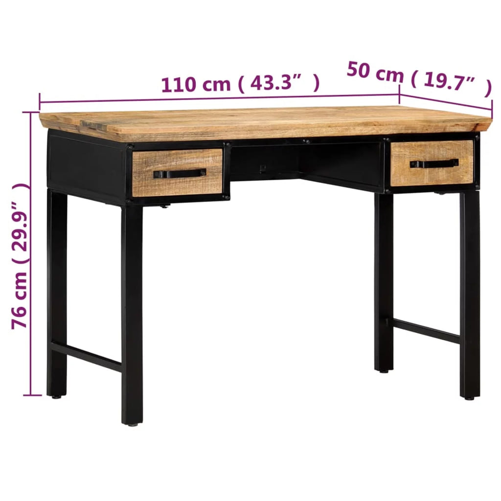 Mango Wood Writing Desk with 2 Storage Drawers V89812
