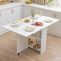 Folding Drop Leaf Dining Table with Racks White Marble O4573