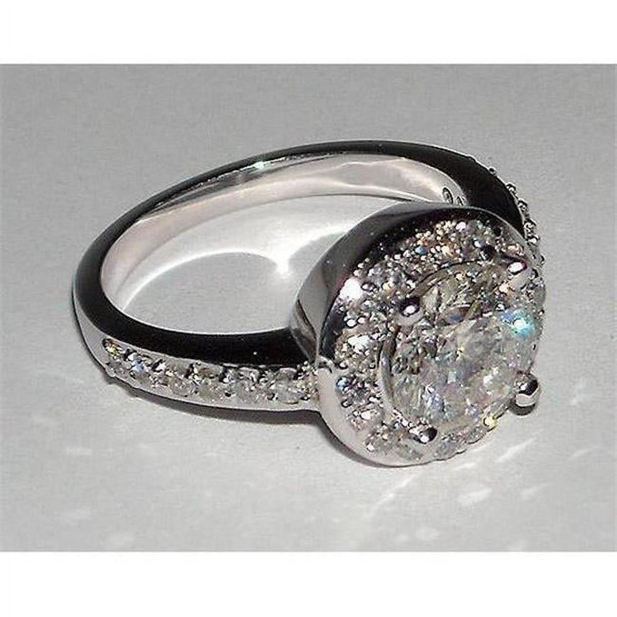 2.51 CT Round Diamond Pave Engagement Ring, 14K White Gold, Size 6.5 W460992