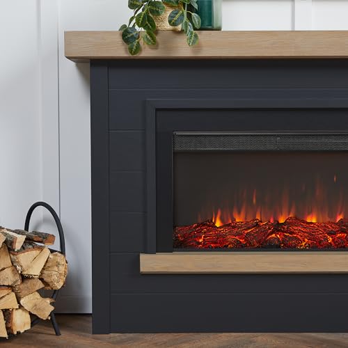 White 67" Electric Fireplace with Mantel H743130