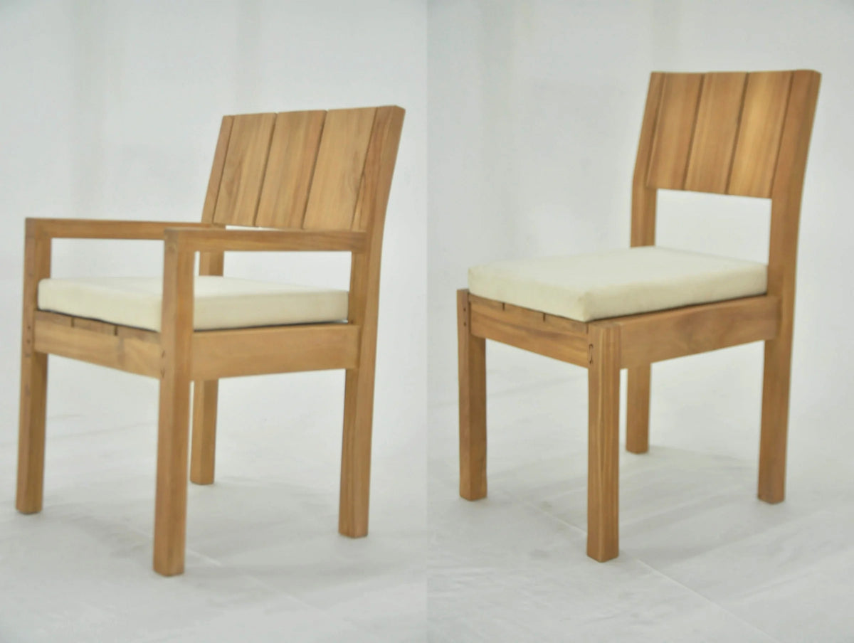Teak 2 Seater 3 Pc Dining Set with Side Table and 2 Armless Chairs Y76508