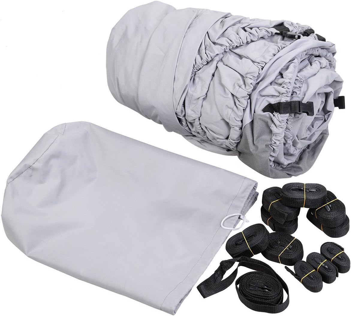 Grey 600D Oxford Fabric Waterproof Boat Cover with Carrying Bag Z946469