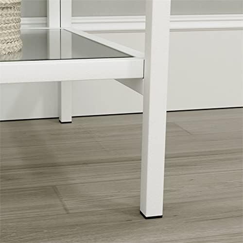 5 Shelf Metal Framed Glass Bookcase in Flat White Q467