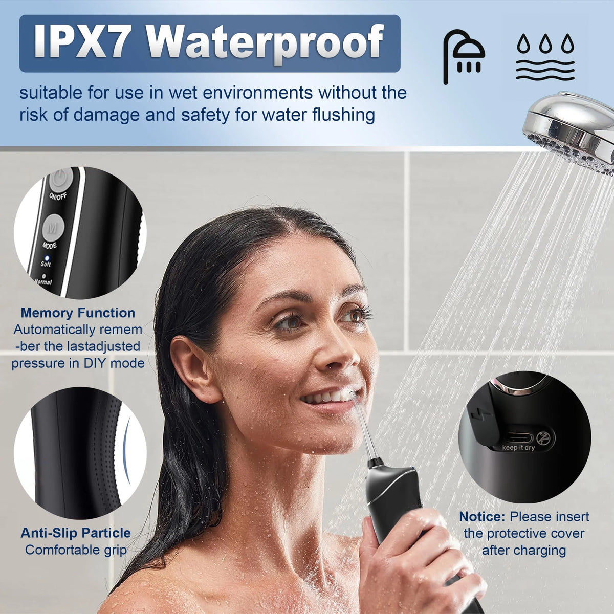 Cordless Water Flosser 4 Modes 300ml IPX7 B477