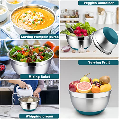 Set of 5 Stainless Steel Mixing Bowls with Lids (Black) J842
