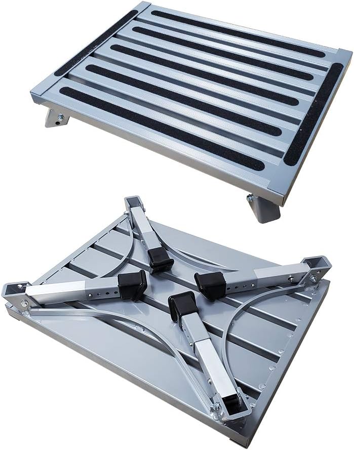 Adjustable Aluminum Folding RV Step Stool with Reflective Stripes K169