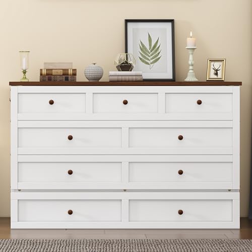 White Walnut Queen Solid Wood Murphy Bed Chest Q326137