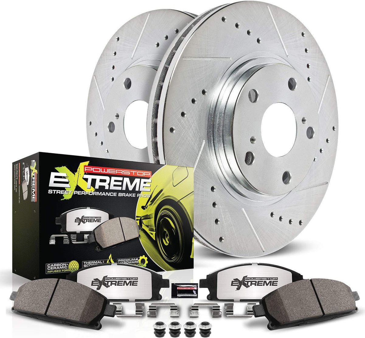 Front Z26 Carbon Fiber Brake Pads with Drilled & Slotted Brake Rotors Kit G901531