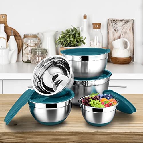 Set of 5 Stainless Steel Mixing Bowls with Lids (Black) J842