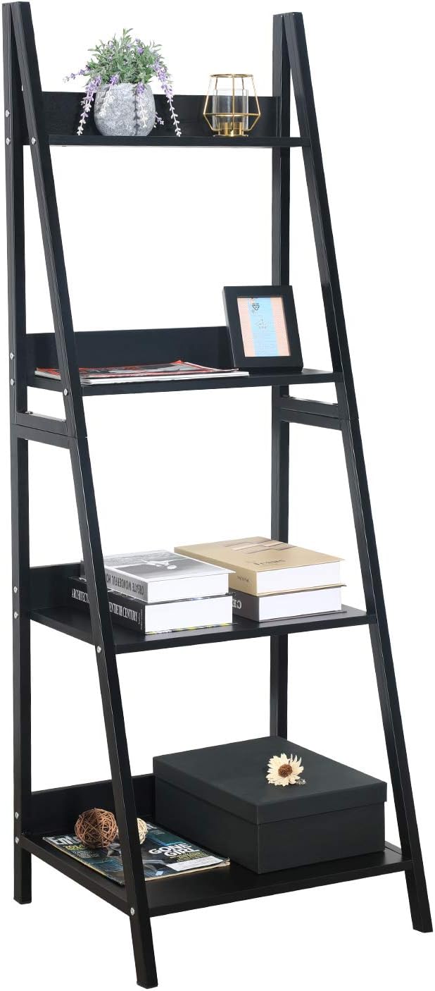 4 Tier Walnut Ladder Shelf Bookshelf Q891