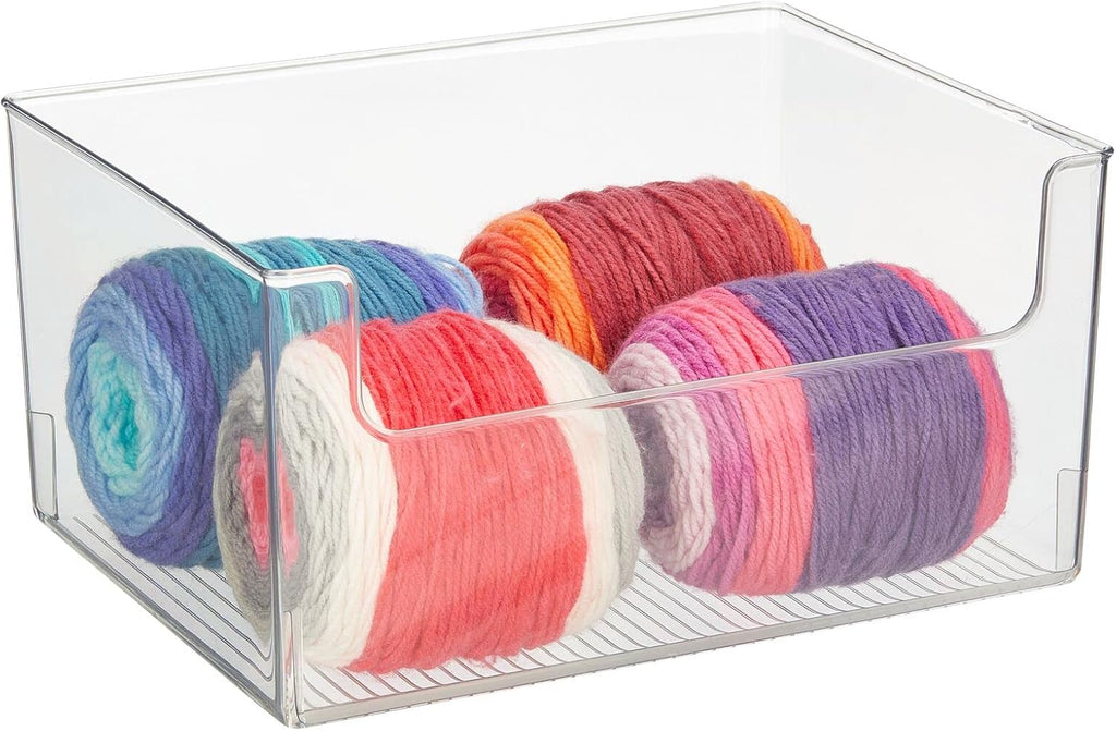 Clear Stackable Open Front Storage Organizer Bin Basket 4 Pack U683