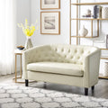 Cream Faux Leather Barrel Loveseat E640