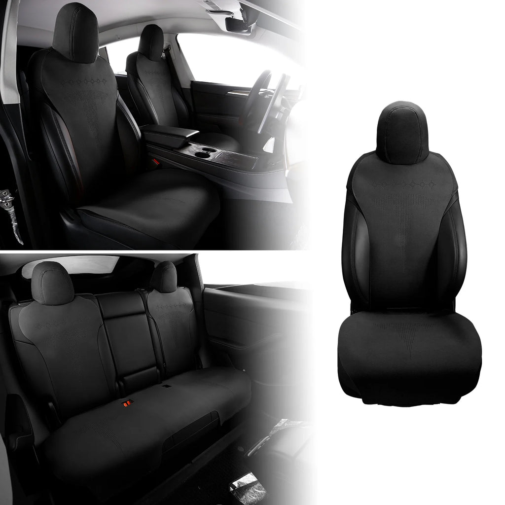 Black Suede Leather Seat Cover Cushion Protectors L810797