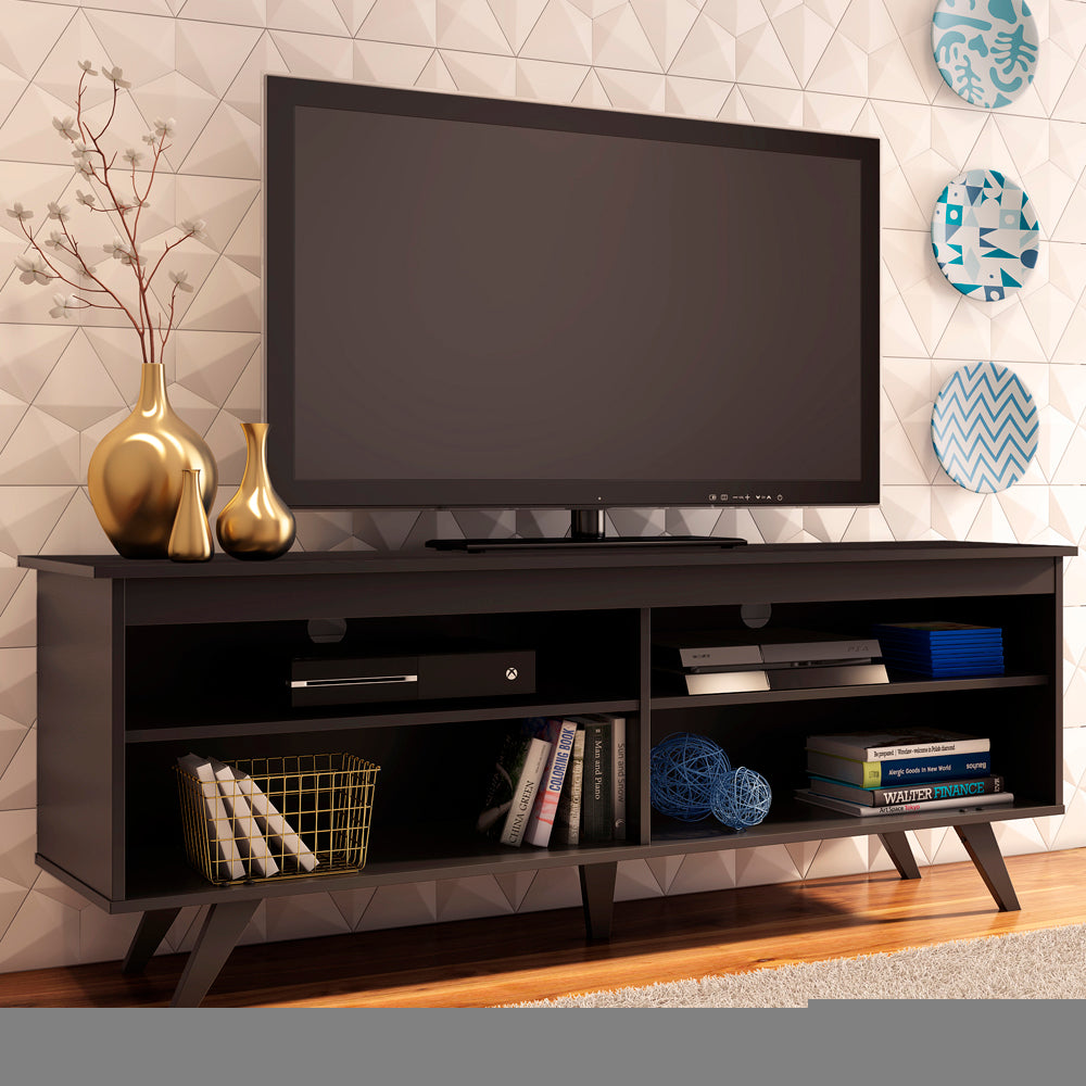 White TV Stand with Storage Shelves L794