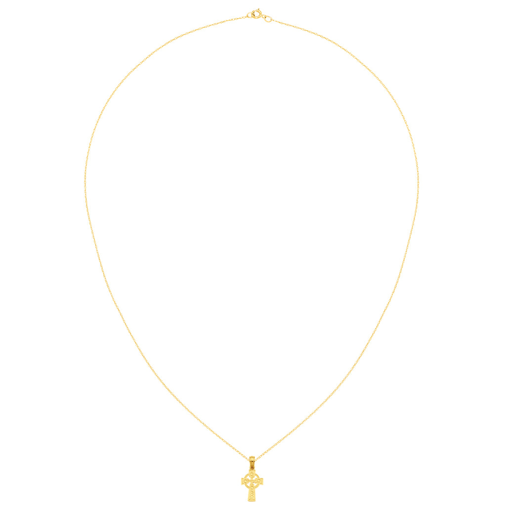 14 Karat Yellow Gold Celtic Cross Pendant with 18-inch Chain E79344