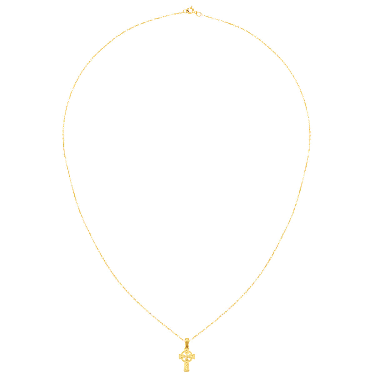 14 Karat Yellow Gold Celtic Cross Pendant with 18-inch Chain E79344