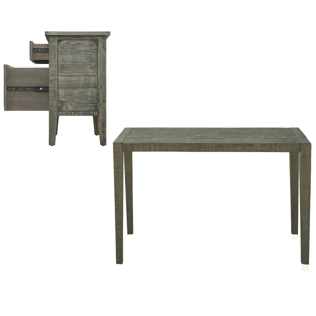 Grey Reclaimed Wood Writing Desk and Filing Cabinet Y216