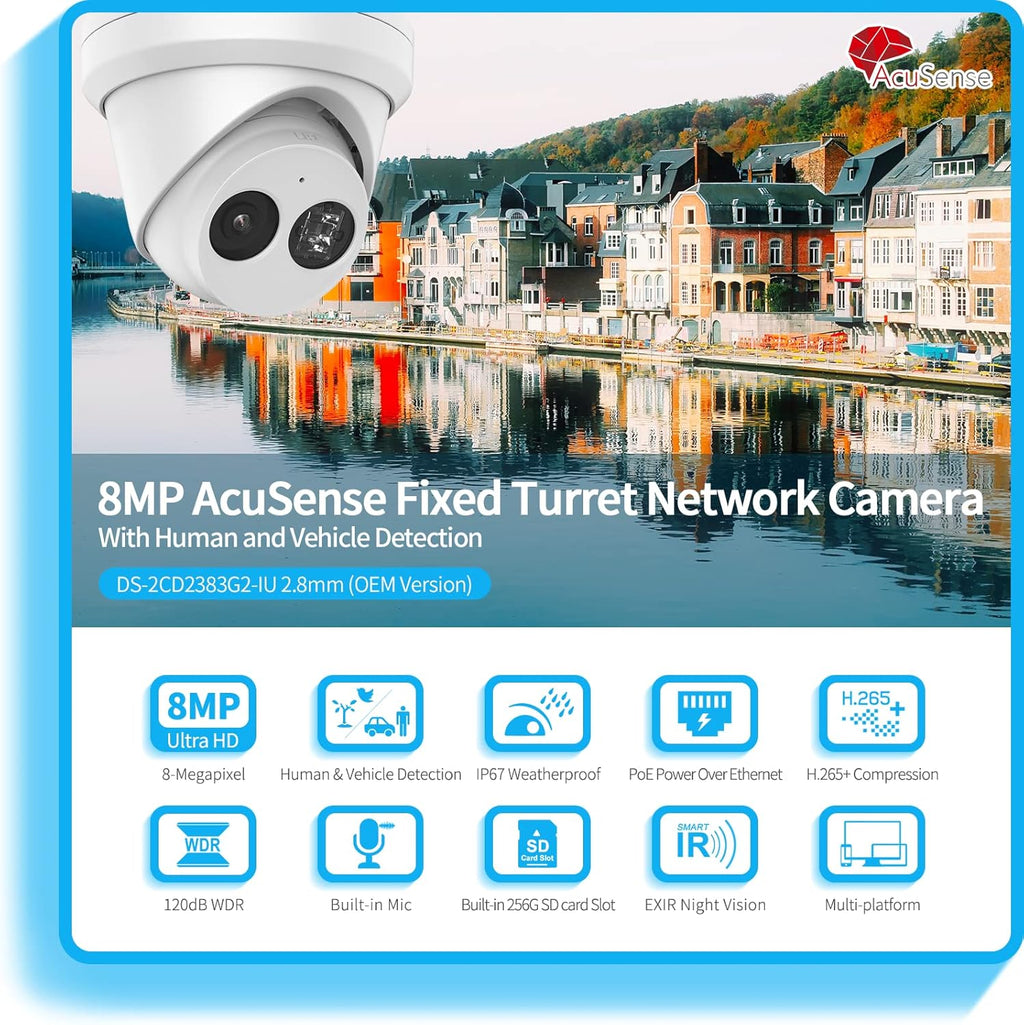 4K PoE Turret IP Camera with 2.8mm Lens, Night Vision, IP67 Waterproof P4672