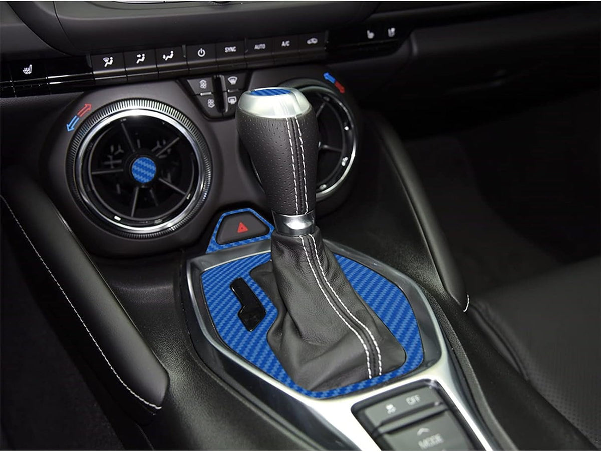 Carbon Fiber Texture Vinyl Wrap Center Console Dashboard Cover for Chevrolet Camaro 28PCS Blue Z267807