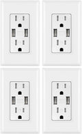 White 4.8A USB Outlet Duplex Receptacle 15 Amp, Pack of 2 E3207