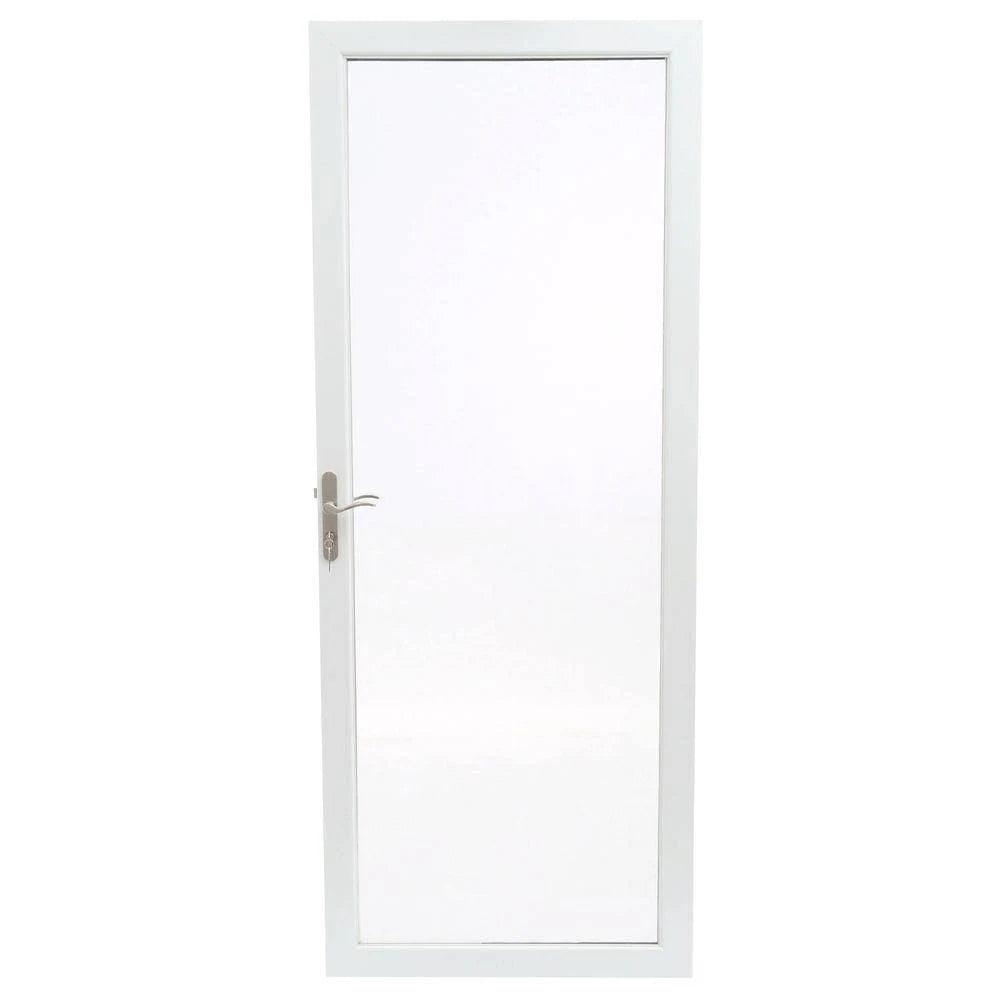 White Fullview Aluminum Storm Door with Nickel Hardware L462
