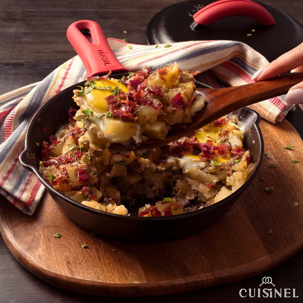 Pre-Seasoned Cast Iron Skillet Set with Lids O79836