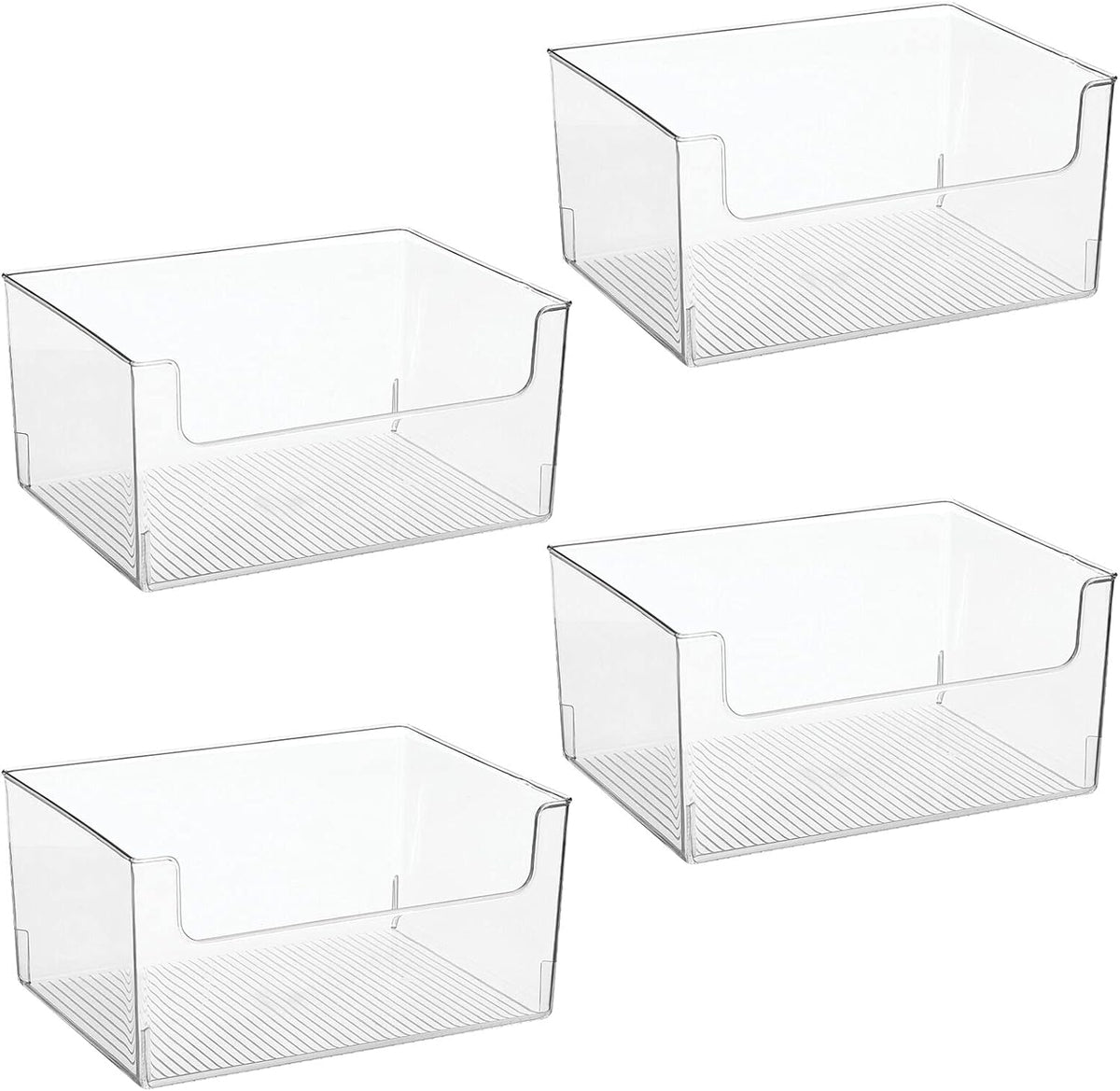Clear Stackable Open Front Storage Organizer Bin Basket 4 Pack U683