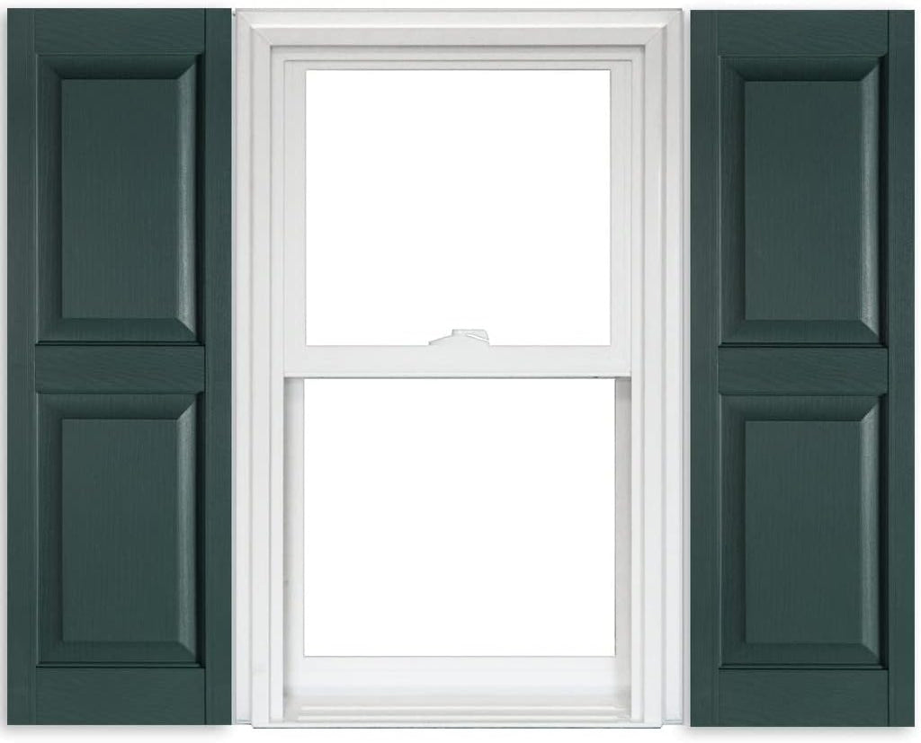 White Vinyl Raised Panel Shutters 15 Inch x 51 Inch Pack of 2 F29527