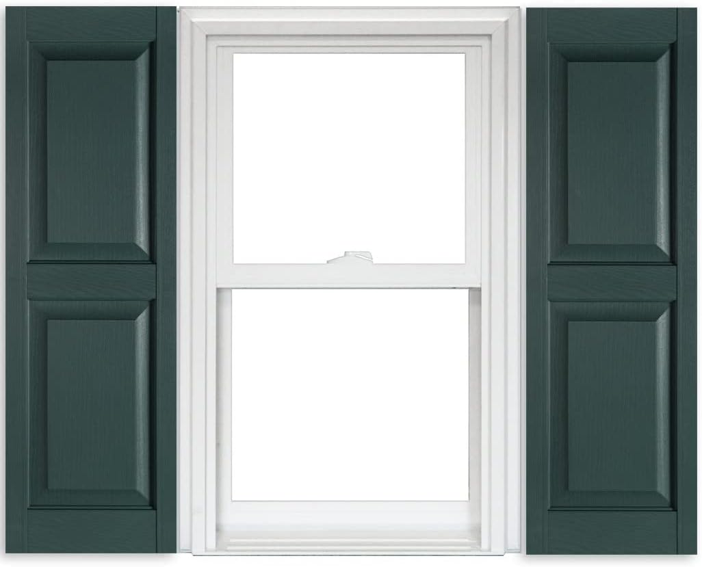 White Vinyl Raised Panel Shutters 15 Inch x 51 Inch Pack of 2 F29527