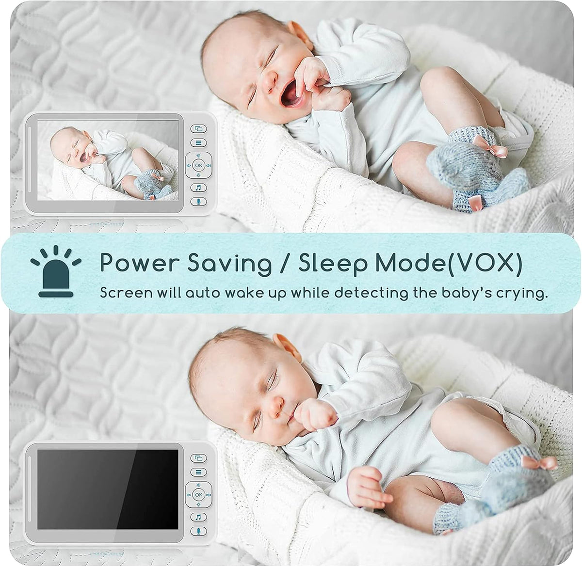 White 4.3 inch LCD Video Baby Monitor with Camera and Audio A699
