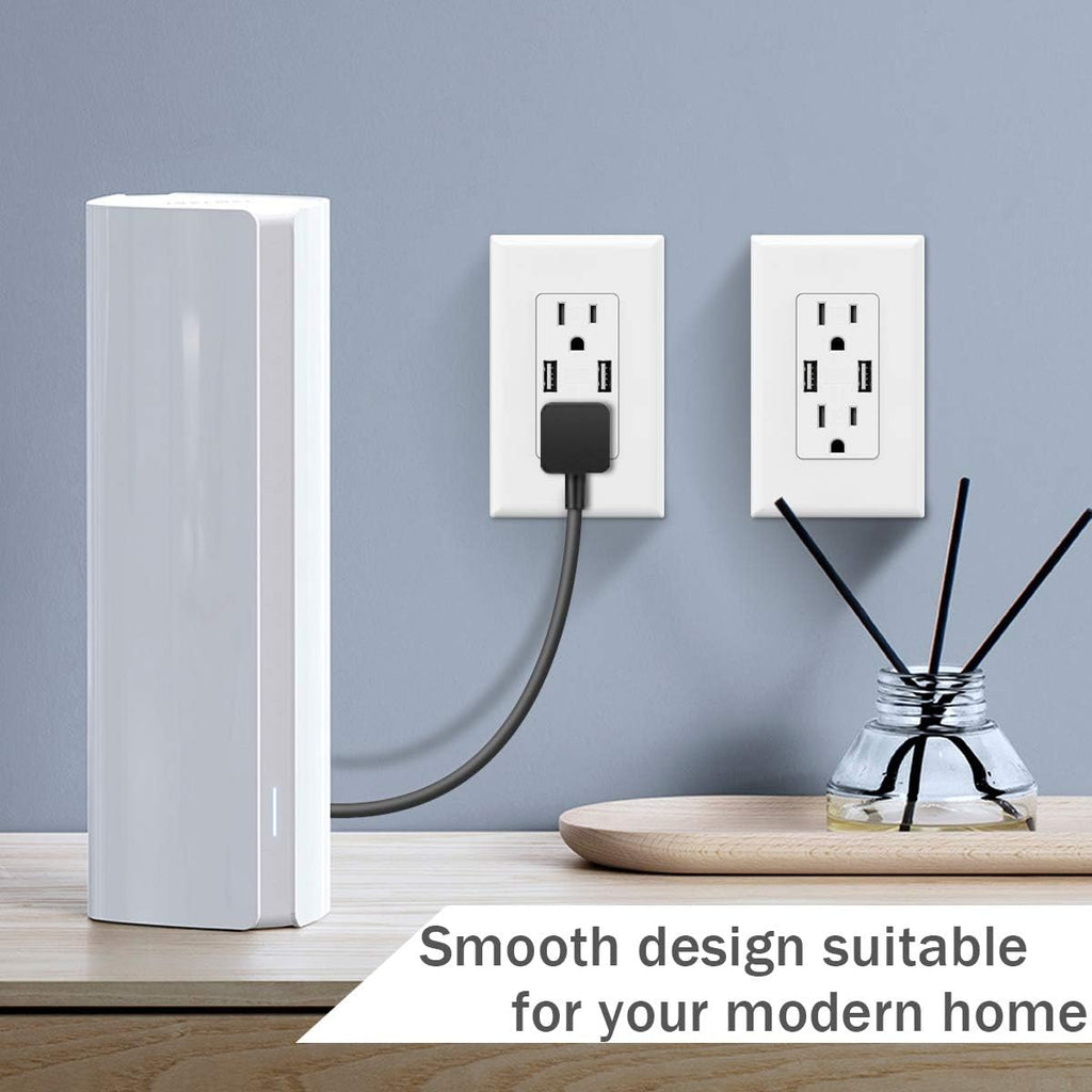 White 4.8A USB Outlet Duplex Receptacle 15 Amp, Pack of 2 E3207