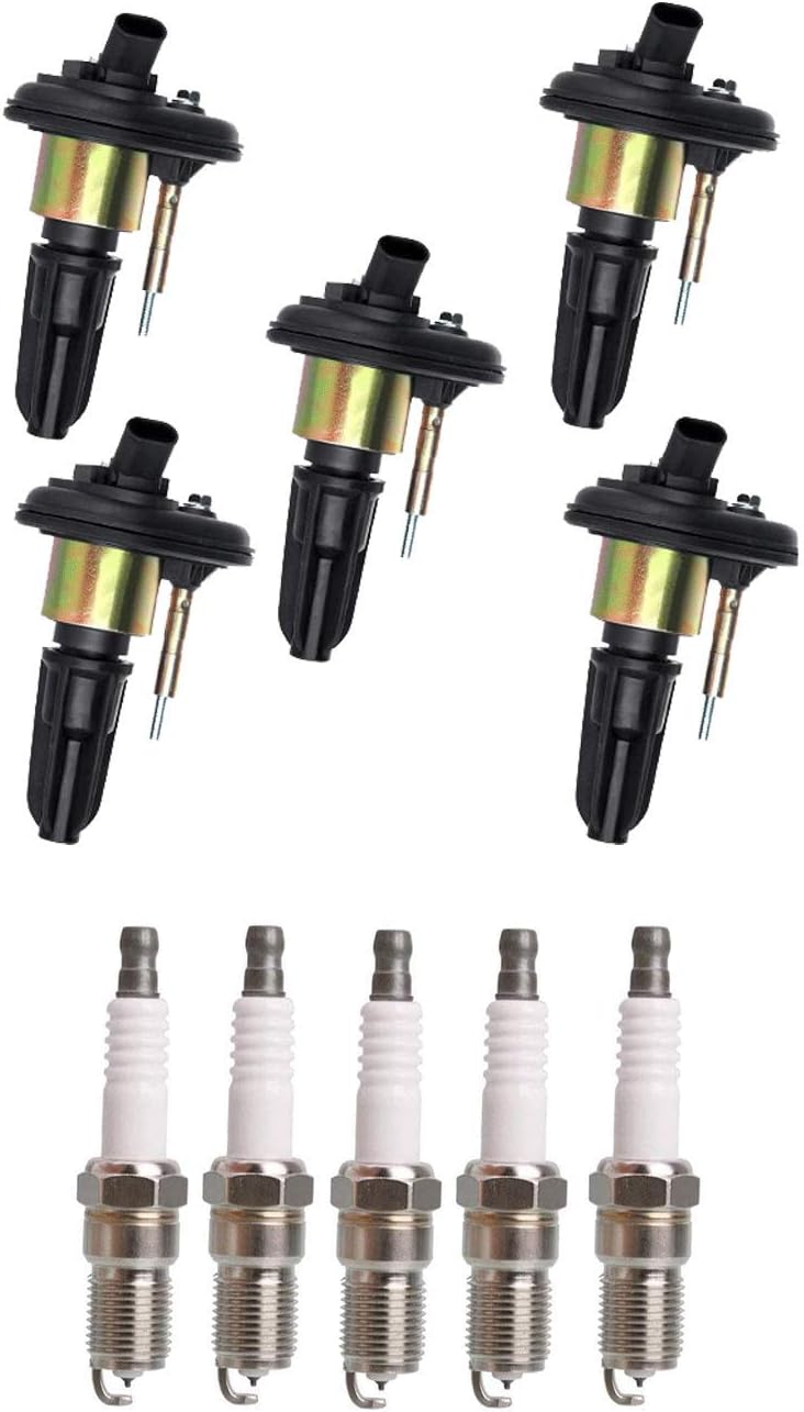 Set of 5 Iridium Spark Plug and 5 Ignition Coil Pack T75308