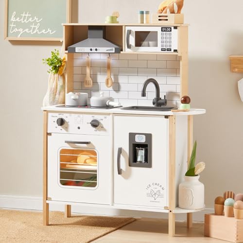 Wooden Kids Play Kitchen with Real Lights & Sounds C47377
