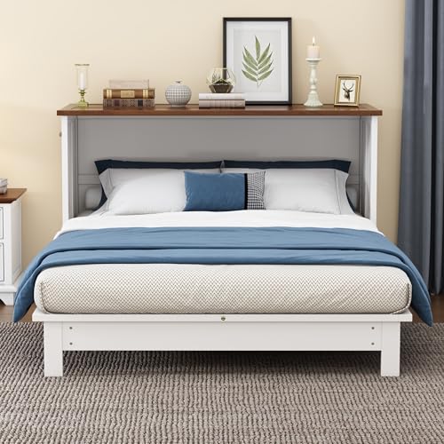 White Walnut Queen Solid Wood Murphy Bed Chest Q326137
